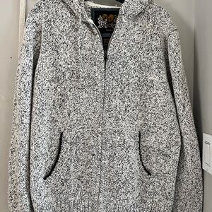 Cozy Black and White Knit Zip-Up Hoodie